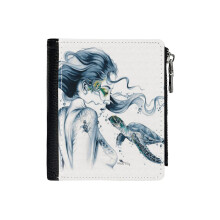 (Sea Turtle Totem_2429) Men's Women PU Leather Wallets Compact Bifold with Zipper & Multiple Card Coins Slots Black Stylish Durable Graphic Design Print for Girl Boys