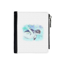(Sea Turtle_2741) Men's Women PU Leather Wallets Compact Bifold with Zipper & Multiple Card Coins Slots Black Stylish Durable Graphic Design Print for Girl Boys