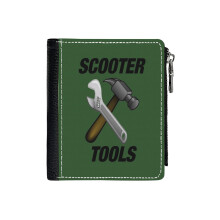 (Scooter Tools_2952) Men's Women PU Leather Wallets Compact Bifold with Zipper & Multiple Card Coins Slots Black Stylish Durable Graphic Design Print for Girl Boys