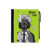 (SD1_1929) Men's Women PU Leather Wallets Compact Bifold with Zipper & Multiple Card Coins Slots Black Stylish Durable Graphic Design Print for Girl Boys
