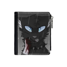 (Scourge_2568) Men's Women PU Leather Wallets Compact Bifold with Zipper & Multiple Card Coins Slots Black Stylish Durable Graphic Design Print for Girl Boys