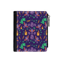 (Spyro Pattern_6713) Men's Women PU Leather Wallets Compact Bifold with Zipper & Multiple Card Coins Slots Black Stylish Durable Graphic Design Print for Girl Boys