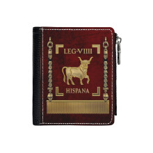(Standard Of The Spanish 9th Legion - Vexillum Of Legio IX Hispana_367) Men's Women PU Leather Wallets Compact Bifold with Zipper & Multiple Card Coins Slots Black Stylish Durable Graphic Design Print for Girl Boys