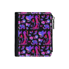 (Stabby Marine Life_1003) Men's Women PU Leather Wallets Compact Bifold with Zipper & Multiple Card Coins Slots Black Stylish Durable Graphic Design Print for Girl Boys