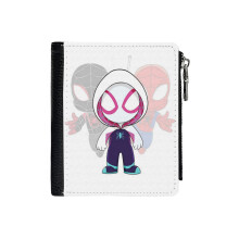 (Spidey And Friends, Gwen Little Spider Ghost, Baby Spidey Girl, Grl Pwr, Cartoon Ghost Spider_2668) Men's Women PU Leather Wallets Compact Bifold with Zipper & Multiple Card Coins Slots Black Stylish Durable Graphic Design Print for Girl Boys