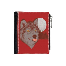 (Spirit Derp_2029) Men's Women PU Leather Wallets Compact Bifold with Zipper & Multiple Card Coins Slots Black Stylish Durable Graphic Design Print for Girl Boys
