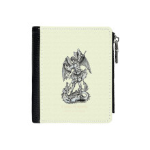 (St Michael The Archangel, St Michael Archangel, Saint Michael_4570) Men's Women PU Leather Wallets Compact Bifold with Zipper & Multiple Card Coins Slots Black Stylish Durable Graphic Design Print for Girl Boys