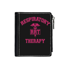 (Respiratory Therapy Pink RRT Logo_6752) Men's Women PU Leather Wallets Compact Bifold with Zipper & Multiple Card Coins Slots Black Stylish Durable Graphic Design Print for Girl Boys