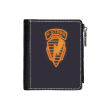(Reto N-Strike_2581) Men's Women PU Leather Wallets Compact Bifold with Zipper & Multiple Card Coins Slots Black Stylish Durable Graphic Design Print for Girl Boys