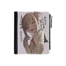 (Toga Himiko 2_559) Men's Women PU Leather Wallets Compact Bifold with Zipper & Multiple Card Coins Slots Black Stylish Durable Graphic Design Print for Girl Boys