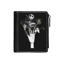 (Tim Burton Tribute - Nightmare Before Christmas - Corpse Bride - Frankenweenie_6160) Men's Women PU Leather Wallets Compact Bifold with Zipper & Multiple Card Coins Slots Black Stylish Durable Graphic Design Print for Girl Boys