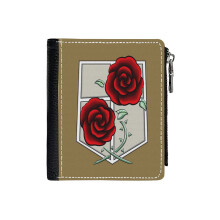 (Shingeki No Kyojin - Garrison_4100) Men's Women PU Leather Wallets Compact Bifold with Zipper & Multiple Card Coins Slots Black Stylish Durable Graphic Design Print for Girl Boys