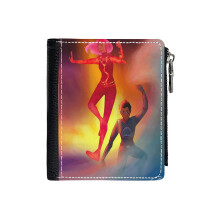 (Sharkboy And Lavagirl_6473) Men's Women PU Leather Wallets Compact Bifold with Zipper & Multiple Card Coins Slots Black Stylish Durable Graphic Design Print for Girl Boys