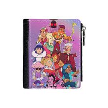 (Shera_1339) Men's Women PU Leather Wallets Compact Bifold with Zipper & Multiple Card Coins Slots Black Stylish Durable Graphic Design Print for Girl Boys