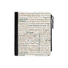 (Shakespeare's Insults Collection - Revised Edition (by Incognita)_1385) Men's Women PU Leather Wallets Compact Bifold with Zipper & Multiple Card Coins Slots Black Stylish Durable Graphic Design Print for Girl Boys