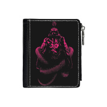 (Shin Akuma_2159) Men's Women PU Leather Wallets Compact Bifold with Zipper & Multiple Card Coins Slots Black Stylish Durable Graphic Design Print for Girl Boys