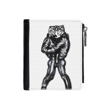 (Tom Of Finland _6077) Men's Women PU Leather Wallets Compact Bifold with Zipper & Multiple Card Coins Slots Black Stylish Durable Graphic Design Print for Girl Boys