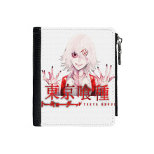 (Tokyo Ghoul Juuzou_4662) Men's Women PU Leather Wallets Compact Bifold with Zipper & Multiple Card Coins Slots Black Stylish Durable Graphic Design Print for Girl Boys