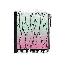 (Shinobu Pattern_125) Men's Women PU Leather Wallets Compact Bifold with Zipper & Multiple Card Coins Slots Black Stylish Durable Graphic Design Print for Girl Boys