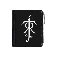 (Tolkien Estate Symbol_1125) Men's Women PU Leather Wallets Compact Bifold with Zipper & Multiple Card Coins Slots Black Stylish Durable Graphic Design Print for Girl Boys