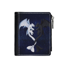 (Toothless And Lightfury _1173) Men's Women PU Leather Wallets Compact Bifold with Zipper & Multiple Card Coins Slots Black Stylish Durable Graphic Design Print for Girl Boys