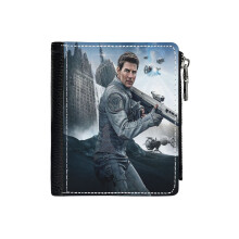 (Tom Cruise Photo_733) Men's Women PU Leather Wallets Compact Bifold with Zipper & Multiple Card Coins Slots Black Stylish Durable Graphic Design Print for Girl Boys