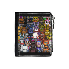 (Roboticons FNaF Robot Convention_1179) Men's Women PU Leather Wallets Compact Bifold with Zipper & Multiple Card Coins Slots Black Stylish Durable Graphic Design Print for Girl Boys