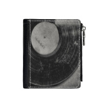 (Rock '83_1618) Men's Women PU Leather Wallets Compact Bifold with Zipper & Multiple Card Coins Slots Black Stylish Durable Graphic Design Print for Girl Boys