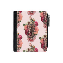 (Tango And Roses!_637) Men's Women PU Leather Wallets Compact Bifold with Zipper & Multiple Card Coins Slots Black Stylish Durable Graphic Design Print for Girl Boys