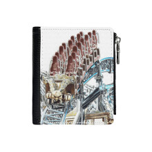 (Taron At Phantasialand_516) Men's Women PU Leather Wallets Compact Bifold with Zipper & Multiple Card Coins Slots Black Stylish Durable Graphic Design Print for Girl Boys