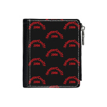 (SplatterCon!!!_7493) Men's Women PU Leather Wallets Compact Bifold with Zipper & Multiple Card Coins Slots Black Stylish Durable Graphic Design Print for Girl Boys