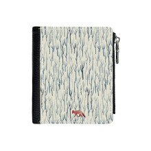 (Winter Wood_5390) Men's Women PU Leather Wallets Compact Bifold with Zipper & Multiple Card Coins Slots Black Stylish Durable Graphic Design Print for Girl Boys