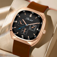 (Gold-framed coffee watch strap) Fashionable and trendy silicone strap quartz watch, oval dial wristwatch, simple and versatile, casual quartz watch