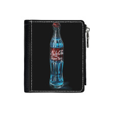(Glowing Nuka Cola Quantum_3027) Men's Women PU Leather Wallets Compact Bifold with Zipper & Multiple Card Coins Slots Black Stylish Durable Graphic Design Print for Girl Boys
