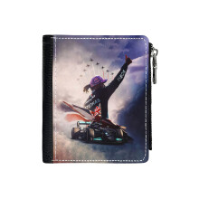 (Glory_Lewis Hamilton_Art - F1 2023_5938) Men's Women PU Leather Wallets Compact Bifold with Zipper & Multiple Card Coins Slots Black Stylish Durable Graphic Design Print for Girl Boys