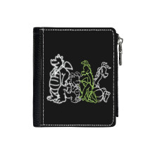 (Glow Dragon Tales_2025) Men's Women PU Leather Wallets Compact Bifold with Zipper & Multiple Card Coins Slots Black Stylish Durable Graphic Design Print for Girl Boys