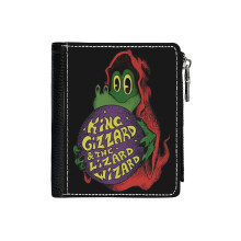 (Gizzard The King 01_203) Men's Women PU Leather Wallets Compact Bifold with Zipper & Multiple Card Coins Slots Black Stylish Durable Graphic Design Print for Girl Boys