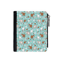(Goats In Blue_4610) Men's Women PU Leather Wallets Compact Bifold with Zipper & Multiple Card Coins Slots Black Stylish Durable Graphic Design Print for Girl Boys