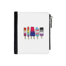 (LGBT Popsicles_1899) Men's Women PU Leather Wallets Compact Bifold with Zipper & Multiple Card Coins Slots Black Stylish Durable Graphic Design Print for Girl Boys
