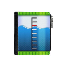 (Light Blue Ink Tank_243) Men's Women PU Leather Wallets Compact Bifold with Zipper & Multiple Card Coins Slots Black Stylish Durable Graphic Design Print for Girl Boys