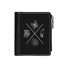 (Life Is Strange Symbols_4042) Men's Women PU Leather Wallets Compact Bifold with Zipper & Multiple Card Coins Slots Black Stylish Durable Graphic Design Print for Girl Boys