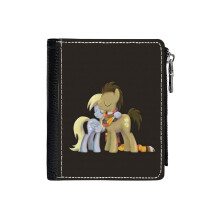 (My Little Pony - MLP - Derpy And The Doctor_5941) Men's Women PU Leather Wallets Compact Bifold with Zipper & Multiple Card Coins Slots Black Stylish Durable Graphic Design Print for Girl Boys
