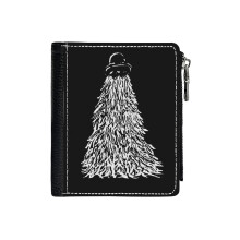 (My Cousin Itt _1493) Men's Women PU Leather Wallets Compact Bifold with Zipper & Multiple Card Coins Slots Black Stylish Durable Graphic Design Print for Girl Boys