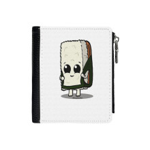 (Musubi Back To School_6376) Men's Women PU Leather Wallets Compact Bifold with Zipper & Multiple Card Coins Slots Black Stylish Durable Graphic Design Print for Girl Boys