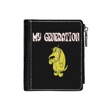 (Mutley, My Generation_1027) Men's Women PU Leather Wallets Compact Bifold with Zipper & Multiple Card Coins Slots Black Stylish Durable Graphic Design Print for Girl Boys