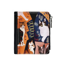 (Freddie Mercury's Waistcoat_891) Men's Women PU Leather Wallets Compact Bifold with Zipper & Multiple Card Coins Slots Black Stylish Durable Graphic Design Print for Girl Boys