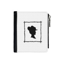 (Framed Lady_1416) Men's Women PU Leather Wallets Compact Bifold with Zipper & Multiple Card Coins Slots Black Stylish Durable Graphic Design Print for Girl Boys