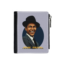 (Frank Sinatra _6746) Men's Women PU Leather Wallets Compact Bifold with Zipper & Multiple Card Coins Slots Black Stylish Durable Graphic Design Print for Girl Boys