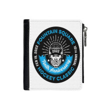 (Fountain Square Hockey Alternative Design_7690) Men's Women PU Leather Wallets Compact Bifold with Zipper & Multiple Card Coins Slots Black Stylish Durable Graphic Design Print for Girl Boys