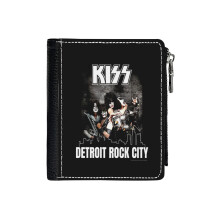 (Kiss Band Detroit Rock City_1733) Men's Women PU Leather Wallets Compact Bifold with Zipper & Multiple Card Coins Slots Black Stylish Durable Graphic Design Print for Girl Boys